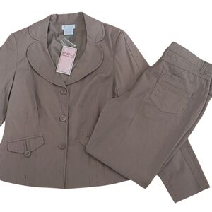 SZ14 NWT 2 Piece French Dressing Brown pinstripe pants Blazer matching Set